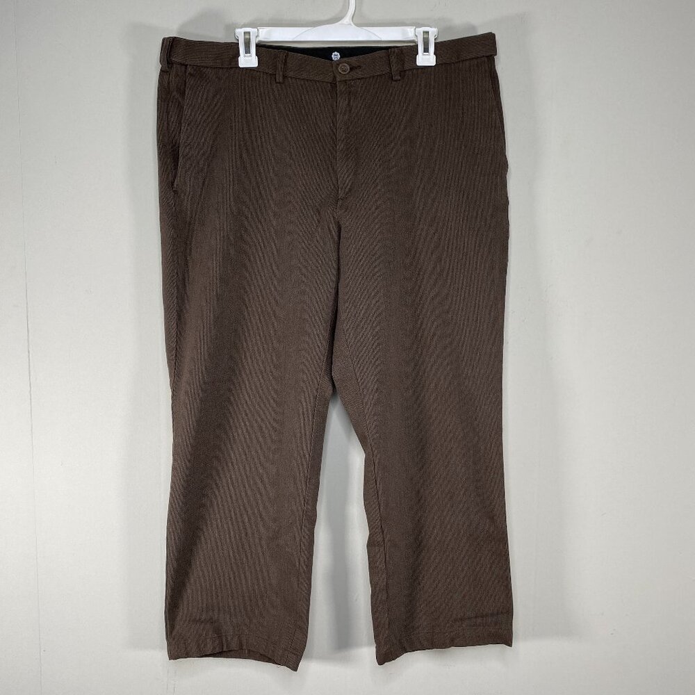 Haggar CLASSIC FIT Dress Pants Men's 40 x 29 Mid Rise Brown Business Office